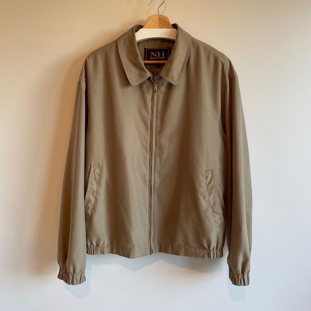 Vintage Newport Harbor Mens Lightweight Jacket Beige Full‎ Zip Collared Size  L